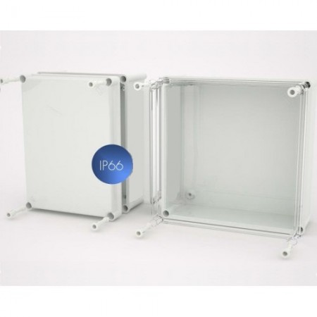 Polyester box with closed cover, 180 x 180 x 130 mm